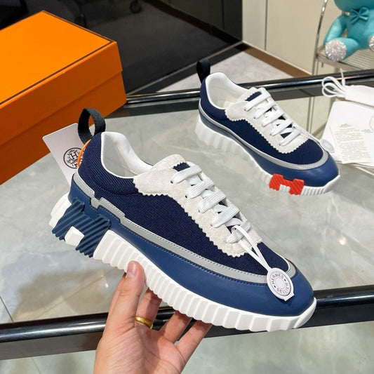 H-gestreifte Leder-Sneaker