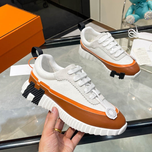 H-gestreifte Leder-Sneaker