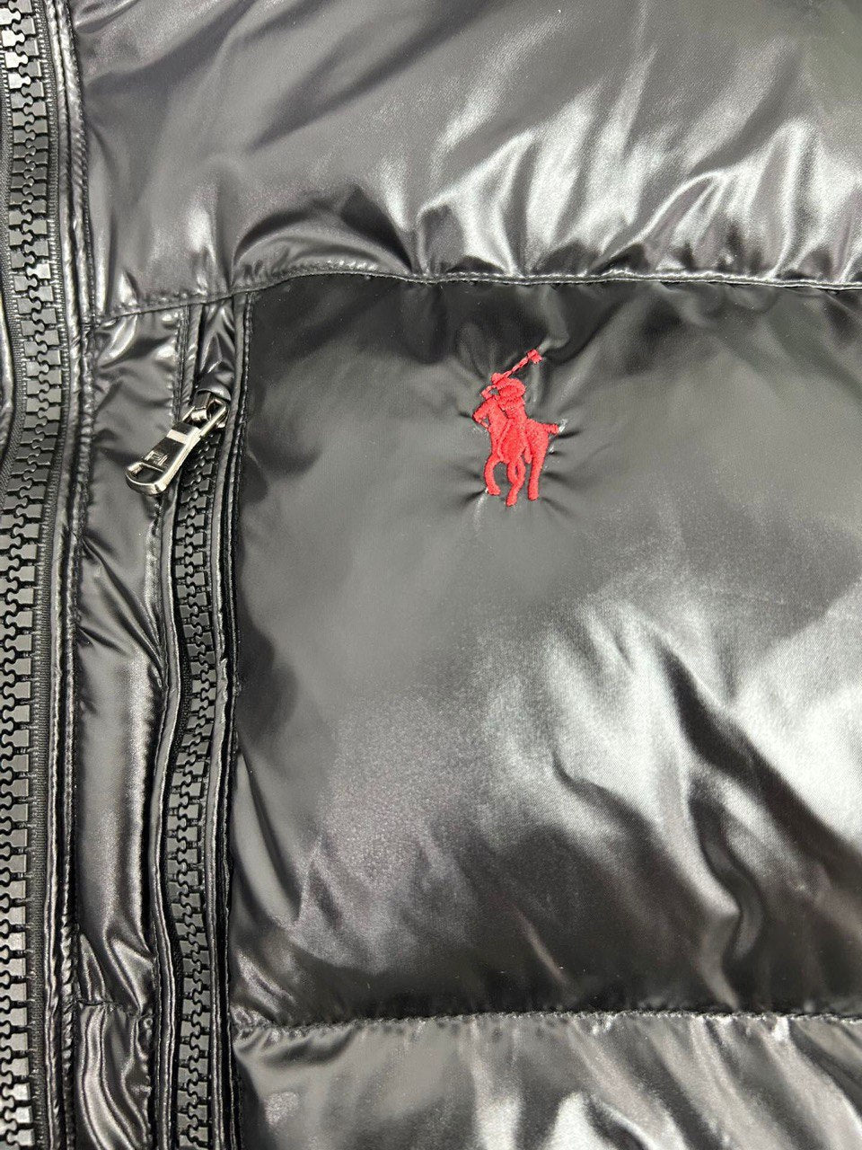 Black Glossy Hooded Puffer Jacket