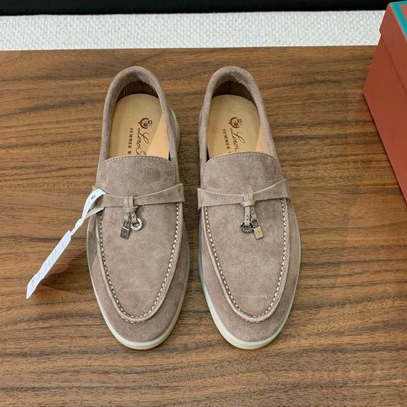 Beige Wildleder-Loafer