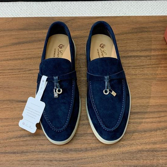 Marineblaue Wildleder-Loafer