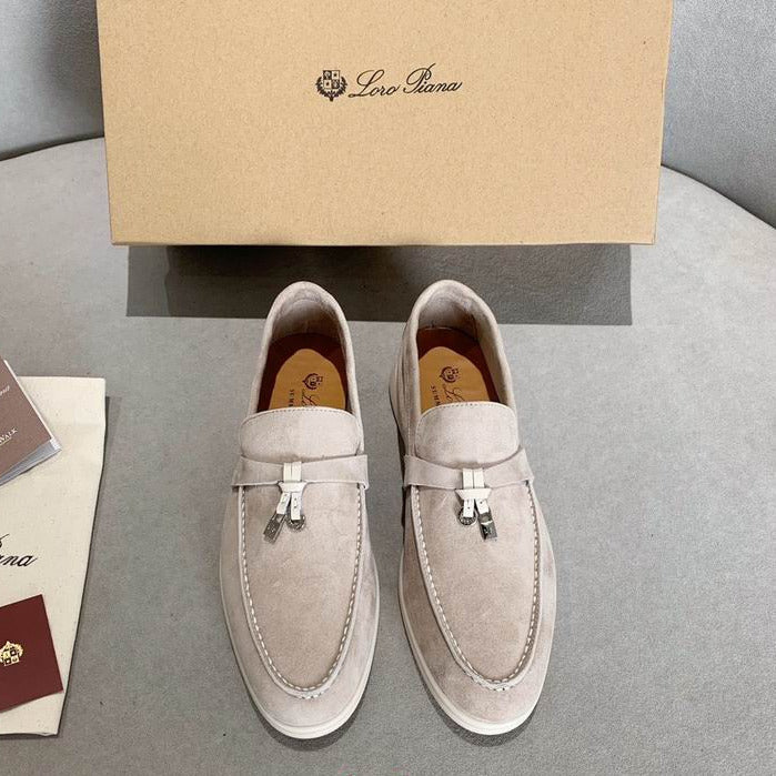 Hellbeige Wildleder-Penny-Loafer