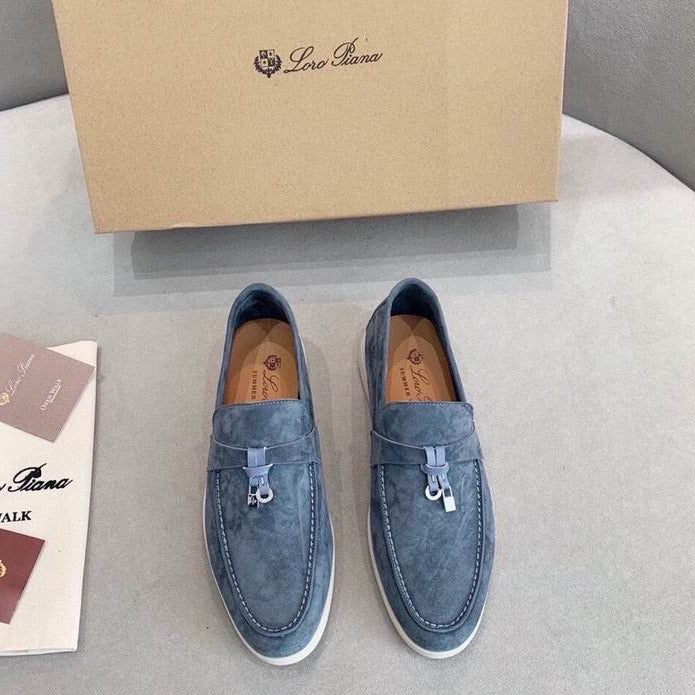 Blaue Wildleder-Penny-Loafer